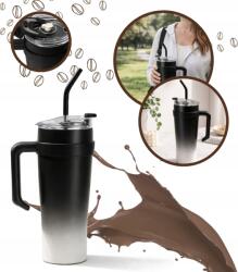 Gordon Termosz Bögre Fekete 1200 ML Kulacs Nagy Autós Termosz Szívószállal (G1221)