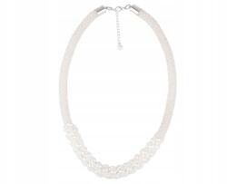  Elegáns, kézzel fonott női nyaklánc fehér Preciosa gyöngyökkel, 44 cm (SRBK-131)