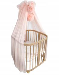Koell Baldachin pomponokkal kiságyhoz "Lazacszínű tüll (BAL-LO-TIUL-12)