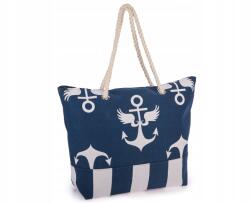 Bellugio Nagy méretű kék strandtáska shopper táska vászon anyagból, kézi fogantyúkkal (ZX-14320)