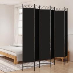 vidaXL Параван за стая, 6 панела, черен, 240x220 cм, плат (350177)