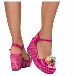 Casu Női Bőr Szandál Espadrille ÉkSarkú Rózsaszín Kényelmes Divatos m 40 (7081340000403)