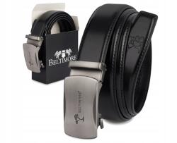 Beltimore Férfi bőr Öv ezüst automata csattal, fekete színben (Beltimore-A50black_125)