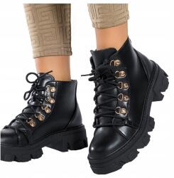 Casu Bokacsizma Fekete Workers Fűzött Zokni Platform Melegítő Divatos R 40 (G22WX2/B-N)