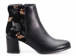 Sergio Leone Fekete Kockás Mintás Bokacsizma Hátul Öko Bőr 40-ES (BT521-CZARNY-PU-BEZ)