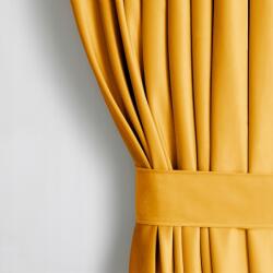 AmeliaHome Amelia Home Bársony függöny rakott szalaggal mustársárga 234185-1210 (120041108)