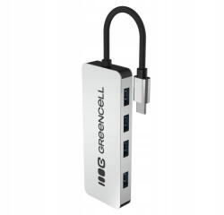 Green Cell Hub USB-C 4 Porturi USB-A 3.0, 5 Gb/s, Aluminiu, Green Cell (HUB-GC-C4A)