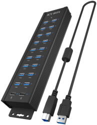RaidSonic Hub USB 20-in-1, Raidsonic, cu alimentare, buton on/off, suporturi de montare (IB-HUB1720-U3)