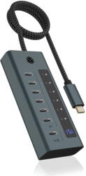 Icy Box Hub USB, ICY BOX, Aluminiu, USB 3.2 / USB-C, 10000 Mbit/s, 316 x 443 x 238 mm, Albastru / Gri Inchis (IB-HUB1457-C31)