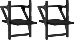 vidaXL 2 db fekete fali polc rúddal 20 x 25 x 30 cm (836228) (836228)