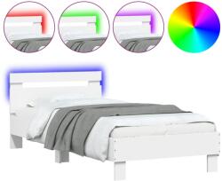 vidaXL fehér ágykeret fejtámlával és LED-világítással 90 x 190 cm (838743) (838743)