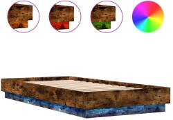 vidaXL füstös tölgy színű ágykeret LED-világítással 90x200 cm (839515) (839515)
