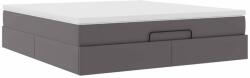 vidaXL Ottomán ágykeret matraccal Szürke 160x200cm műbőrrel (3311049) (3311049)