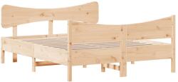 vidaXL tömör fenyőfa ágykeret fejtámlával 135 x 190 cm (3216396) (3216396)
