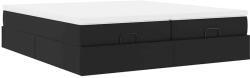 vidaXL Ottomán ágykeret matracokkal Fekete 200x200cm műbőr (3311229) (3311229)
