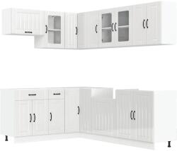 vidaXL 11 részes konyhai szekrény szett Lucca fényes fehér műfa (3314893) (3314893)