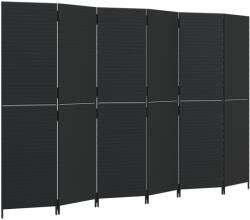 vidaXL fekete 6-paneles polyrattan térelválasztó (365352) (365352)