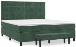 vidaXL sötétzöld bársony rugós ágy matraccal 160x200 cm (3137854) (3137854)