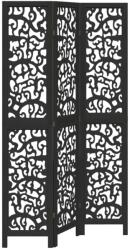 vidaXL 3 paneles fekete tömör császárfa térelválasztó (358751) (358751)