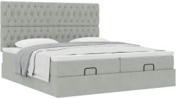 vidaXL Ottomán ágykeret matracokkal világosszürke 180x200cm bársony (3313790) (3313790)