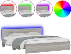 vidaXL szürke sonoma színű ágykeret fejtámlával és LED-del 180x200 cm (3207593) (3207593)