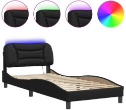 vidaXL fekete műbőr ágykeret LED-világítással 90 x 200 cm (3213906) (3213906)