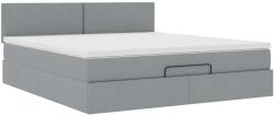 vidaXL Ottomán ágykeret matraccal világosszürke 160x200cm szövet (3311387) (3311387)