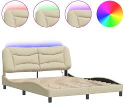 vidaXL krémszínű szövet ágykeret LED-világítással 160 x 200 cm (3213716) (3213716)