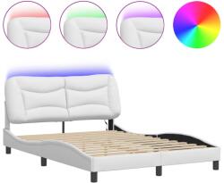 vidaXL fehér műbőr ágykeret LED-világítással 140 x 190 cm (3213928) (3213928)