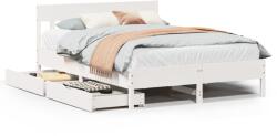 vidaXL fehér tömör fenyőfa ágy matrac nélkül 140x190 cm (3301879) (3301879)