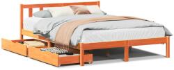 vidaXL viaszbarna tömör fenyőfa ágy matrac nélkül 160 x 200 cm (3301495) (3301495)