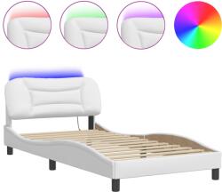 vidaXL fehér műbőr ágykeret LED-világítással 100 x 200 cm (3213914) (3213914)