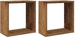 vidaXL 2 db antik fa színű szerelt fa fali kockapolc 30x15x30 cm (856576) (856576)