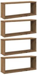 vidaXL 4 db kézműves tölgy színű szerelt fa fali kockapolc 60x15x23 cm (856590) (856590)