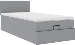 vidaXL Ottomán ágykeret matraccal világosszürke 100x200cm szövet (3311352) (3311352)