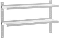 vidaXL 2 szintes ezüst rozsdamentes acél fali polc 100 x 23, 5 x 60 cm (30311) (30311)