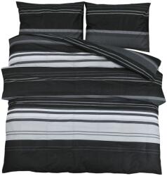 vidaXL fekete és fehér ágyneműhuzat-garnitúra 200x200 cm pamut (136493) (136493)