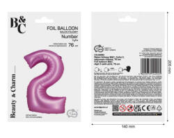 GoDan Balon folie sub forma de cifra, roz satinat, 76 cm GD1940-2 Baloane folie Tip Cifra 2 (GD1940-2)