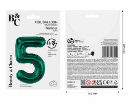 GoDan Balon folie sub forma de cifra, verde, 85 cm GD1938-5 Baloane folie Tip Cifra 5 (GD1938-5)