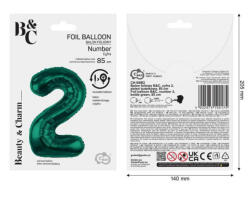 GoDan Balon folie sub forma de cifra, verde, 85 cm GD1938-2 Baloane folie Tip Cifra 2 (GD1938-2)