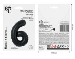 GoDan Balon folie sub forma de cifra, negru mat, 85 cm GD1939-6 Baloane folie Tip Cifra 6 (GD1939-6)