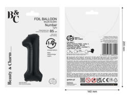 GoDan Balon folie sub forma de cifra, negru mat, 85 cm GD1939-1 Baloane folie Tip Cifra 1 (GD1939-1)