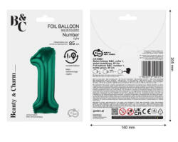 GoDan Balon folie sub forma de cifra, verde, 85 cm GD1938-1 Baloane folie Tip Cifra 1 (GD1938-1)