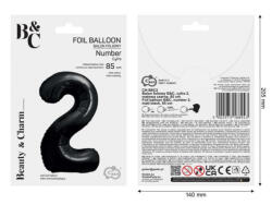 GoDan Balon folie sub forma de cifra, negru mat, 85 cm GD1939-2 Baloane folie Tip Cifra 2 (GD1939-2)