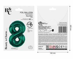 GoDan Balon folie sub forma de cifra, verde, 85 cm GD1938-8 Baloane folie Tip Cifra 8 (GD1938-8)