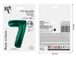 GoDan Balon folie sub forma de cifra, verde, 85 cm GD1938-7 Baloane folie Tip Cifra 7 (GD1938-7)