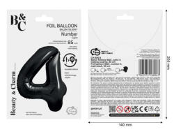 GoDan Balon folie sub forma de cifra, negru mat, 85 cm GD1939-4 Baloane folie Tip Cifra 4 (GD1939-4)