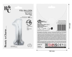 GoDan Balon folie sub forma de cifra, argintiu, 85 cm GD1937-1 Baloane folie Tip Cifra 1 (GD1937-1)