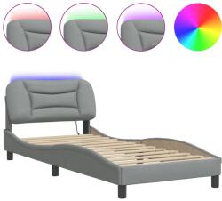 vidaXL világosszürke szövet ágykeret LED-világítással 90 x 200 cm (3213676) (3213676)