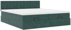 vidaXL Ottomán ágykeret matracokkal Sötétzöld 200x200cm bársony (3312119) (3312119)